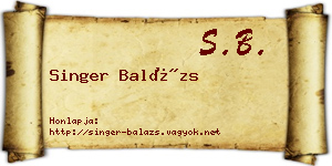 Singer Balázs névjegykártya