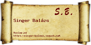 Singer Balázs névjegykártya